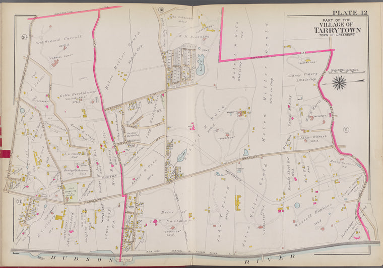 Westchester, V. 2, Double Page Plate No. 12 [Map bounded by W. Sunnyside Ave., Hudson River, Benedfct Ave.]