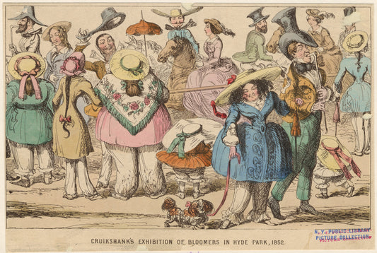 Cruikshank's exhibition of bloomers in Hyde Park, 1852