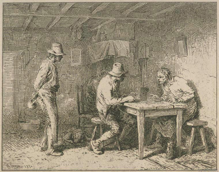 Joueurs de cartes, intérieur.