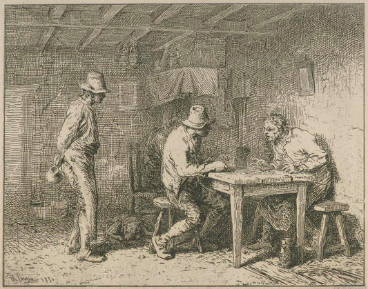 Joueurs de cartes, intérieur.