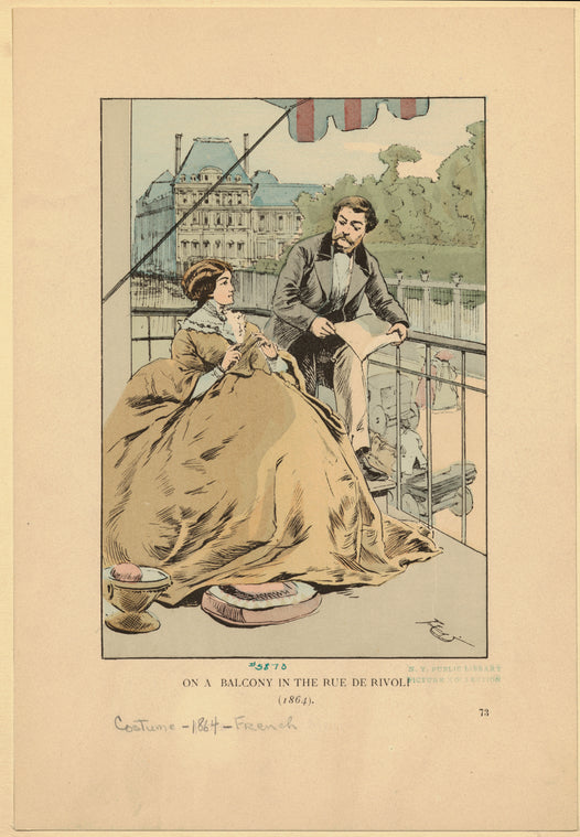 On a balcony in the Rue de Rivoli