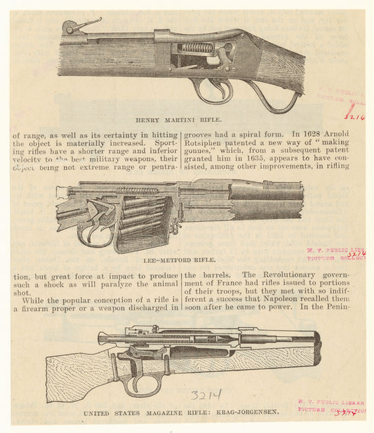 Martini-Henry, Lee-Metford and Krag-Jorgensen rifles.