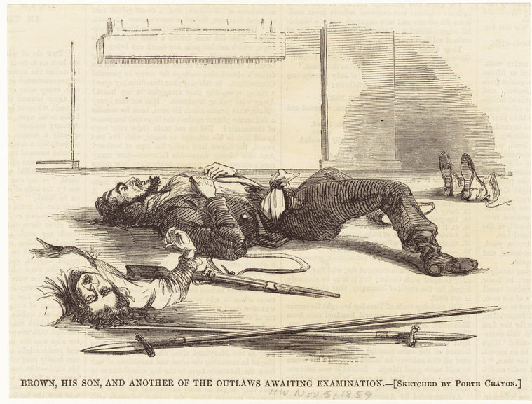 Brown, his son, and another of the outlaws awaiting examination