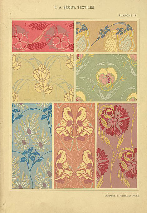 Seven textile designs