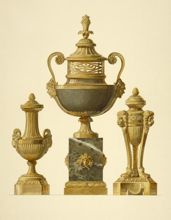 Brûle-parfums et chandeliers en bronze.