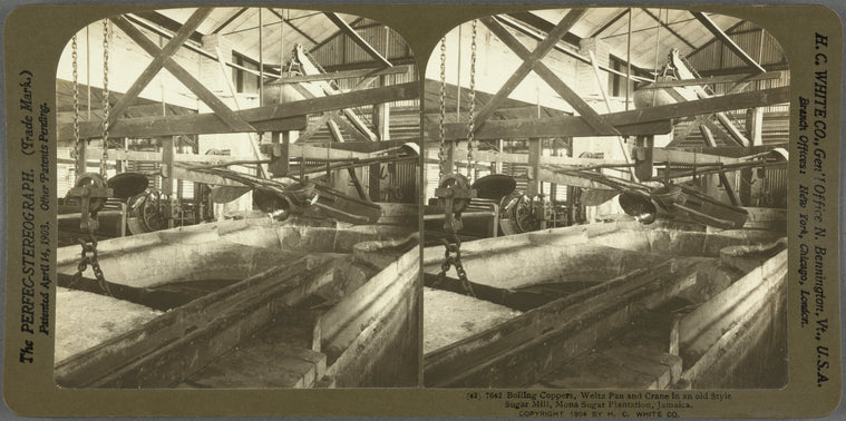 Boiling Coppers, Weltz Pan, and Crane in an old Style Sugar Mill, Mona Sugar Plantation, Jamaica