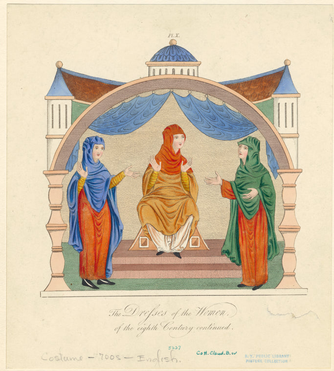 The dresses of the women, of the eighth century continued