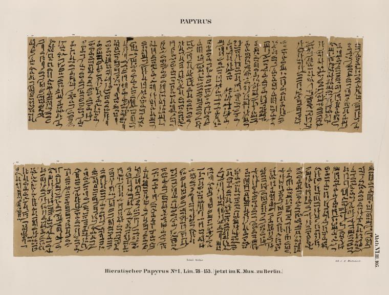 Papyrus. Hieratischer Papyrus. No. I, Lin. 78-153.