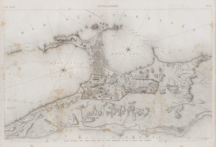 Alexandrie [Alexandria]. Plan général des deux ports, de la ville moderne, et de la ville des arabes.