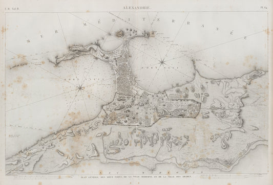 Alexandrie [Alexandria]. Plan général des deux ports, de la ville moderne, et de la ville des arabes.