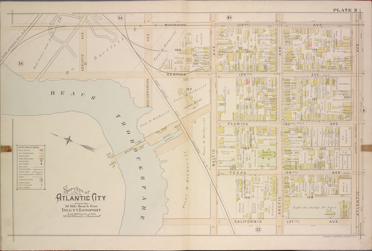 Atlantic City, Double Page Plate No. 11 [Map bounded by Mississippi Ave., Atlantic Ave., California Ave., Beach Thoroughfare]