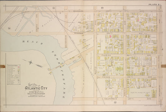 Atlantic City, Double Page Plate No. 11 [Map bounded by Mississippi Ave., Atlantic Ave., California Ave., Beach Thoroughfare]