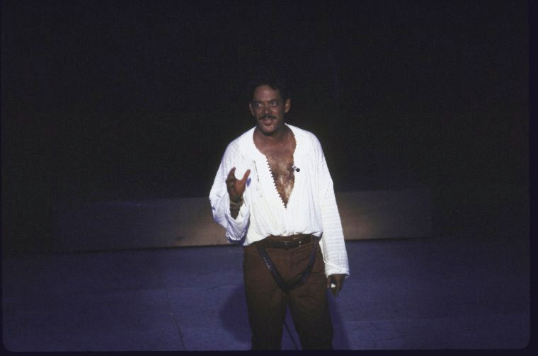 Actor Raul Julia in a scene fr. the New York Shakespeare Festival production of the play "Othello" at the Delacorte Theater in Central Park. (New York)