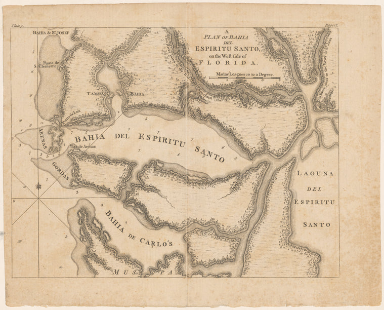 A plan of Bahia del Espiritu Santo on the West side of Florida