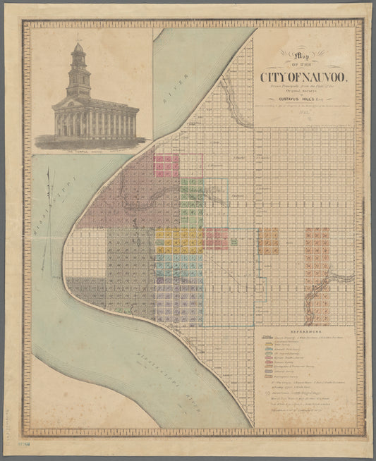 Map of the city of Nauvoo : drawn principally from the plats of original surveys by Gustavus Hill's Esq.