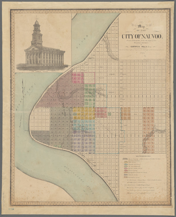 Map of the city of Nauvoo : drawn principally from the plats of original surveys by Gustavus Hill's Esq.