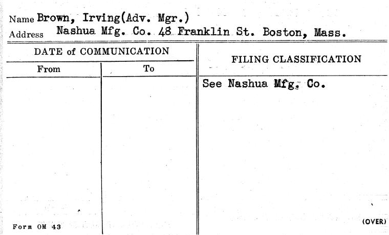 Brown, Irving (Adv. Mgr.)