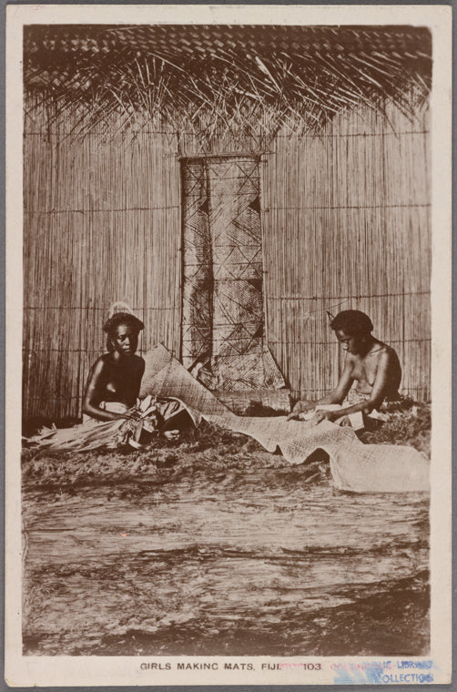 Girls making mats, Fiji.