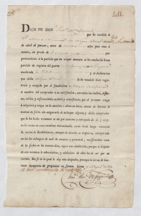 Slave registration - Peru