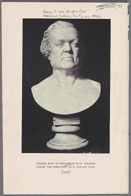 Marble bust of Thackeray by H. Wehner under the direction of E. Onslow Ford.