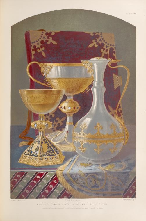 A group of church plate by Skidmore of Coventry.