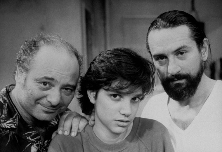 (L-R) Actors Burt Young, Ralph Macchio and Robert DeNiro in a scene from the NY Shakespeare Festival production of the play "Cuba And His Teddy Bear.".
