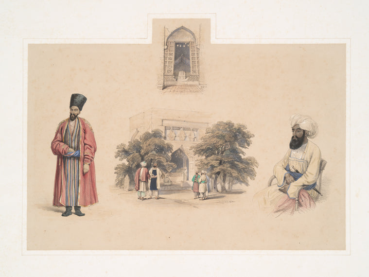 Exterior of the tomb of Sultan Mahmood, Guznee; Abdool Rusheed Khan; Yacoob Beg, Toorkumun, Ambassador from Khiva to Cabul