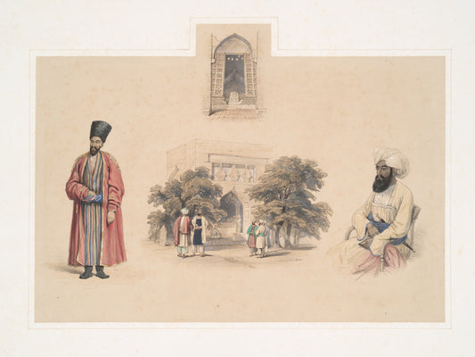 Exterior of the tomb of Sultan Mahmood, Guznee; Abdool Rusheed Khan; Yacoob Beg, Toorkumun, Ambassador from Khiva to Cabul