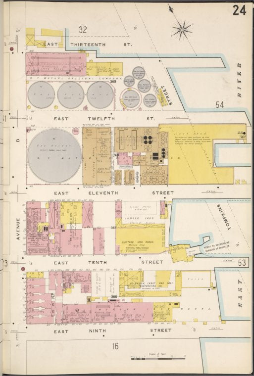 Manhattan, V. 2, Plate No. 24 [Map bounded by E. 13th St., East River, E. 9th St., Avenue D]