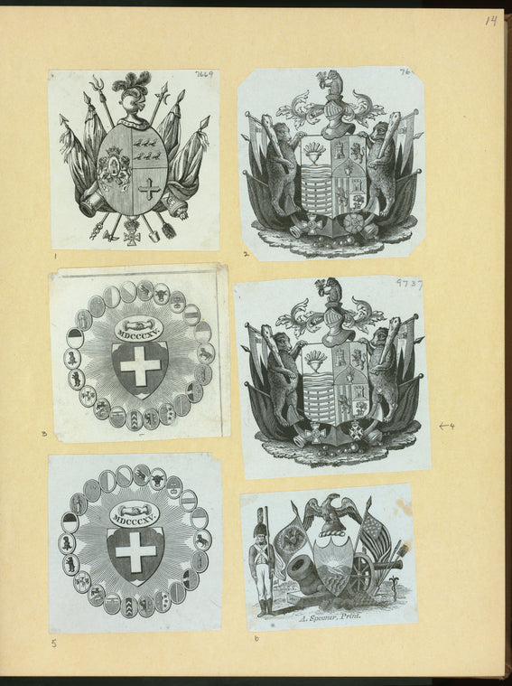 Heraldic shields.
