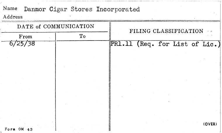 Danmor Cigar Stores Incorporated