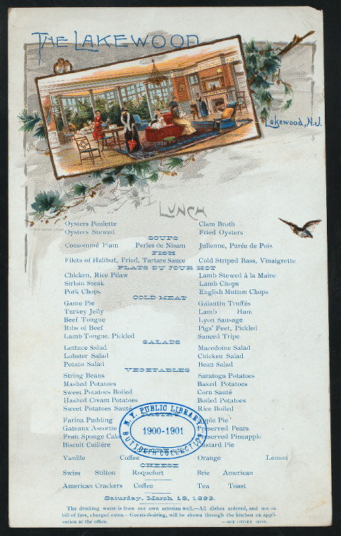 LUNCH [held by] THE LAKEWOOD [at] LAKEWOOD NJ (HOTEL)