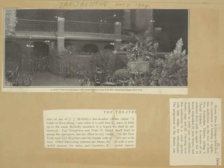 From The Theatre, July 1904; view of the aerial gardens at the New Amsterdam Theatre