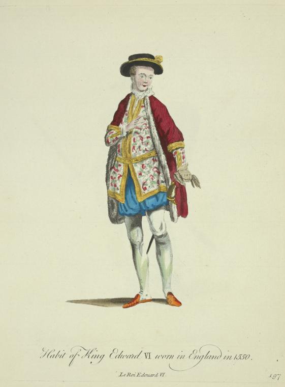 Habit of King Edward VI worn in England in 1550. Le Roi Edouard VI.