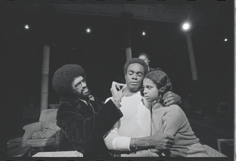Dick Anthony Williams, Glynn Turman, Marilyn Coleman and Gloria Edwards in the stage production What the Wine Seller Buys
