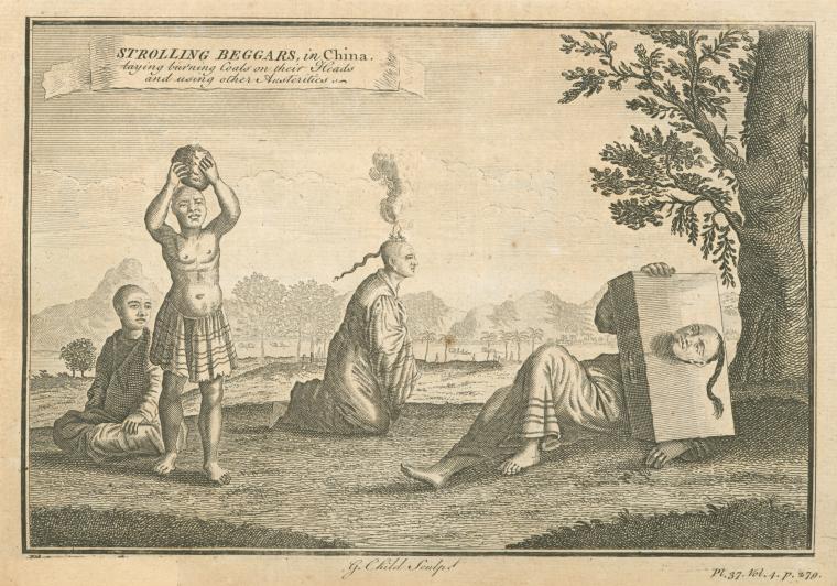 Strolling beggars in China: Laying burning coals on their heads and using other austerities