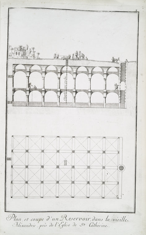 Plan et coupe d'un Reservoir, dans la vieille Aléxandrie, près de l'Eglise de Ste. Cathérine.