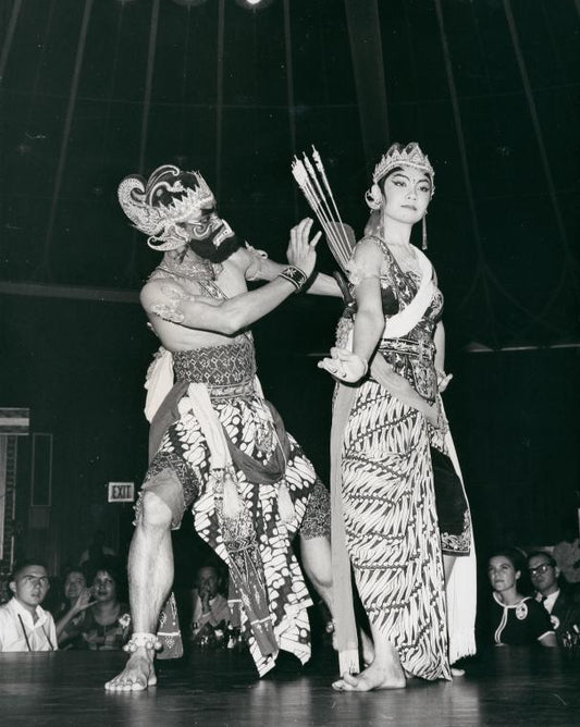 Dancers entertain during show at the restaurant in the Pavillion of Indonesia at the New York World's Fair 1964-1965.