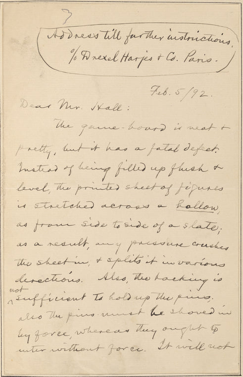 Hall, [Frederick J.], ALS to. Feb. 5, 1892.