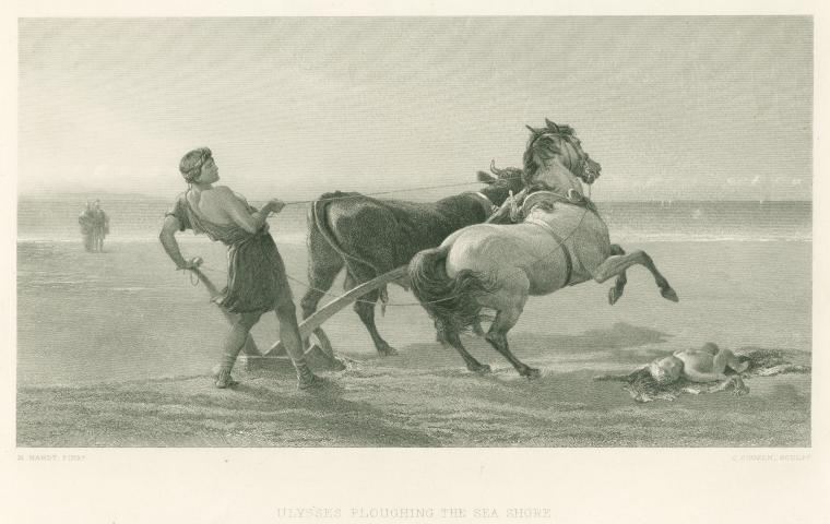 Ulysses ploughing the sea shore