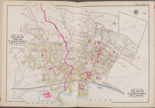 Westchester, V. 2, Double Page Plate No. 21 [Map bounded by Park Ave., Warren Ave.,Castle Ave., High Land Ave., Benedict Ave., Hudson River, Spruce St.]