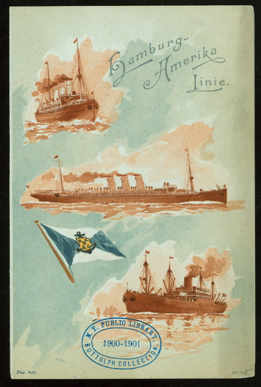 DINNER [held by] HAMBURG-AMERIKA LINE [at] "ENROUTE SYEAMER ""AUGUSTE VICTORIA""" (SS;)
