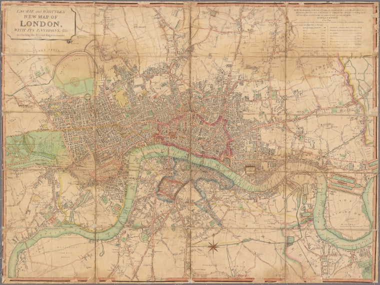 Laurie and Whittle's New map of London with its environs, &c. Including the Recent Improvements.