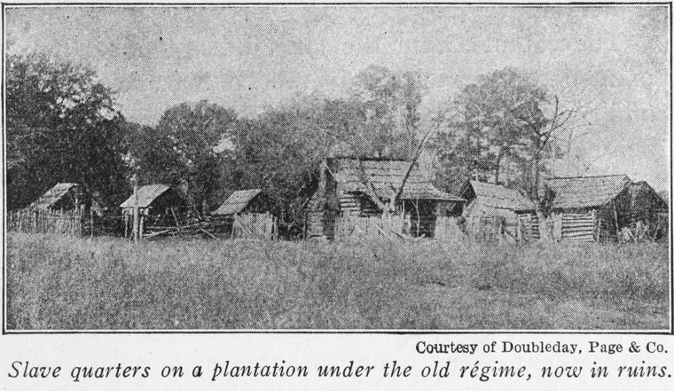 Slave quarters on a plantation under the old régime, now in ruins.