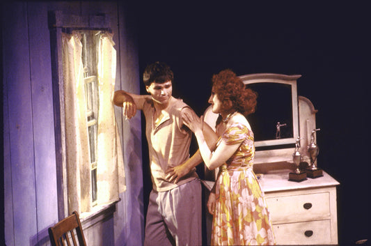 Actors Mary Lou Rosato & Randle Mell in a scene fr. the one act play "The Strangest Kind of Romance", part of the Acting Company's production of "Ten by Tennessee." (New York)