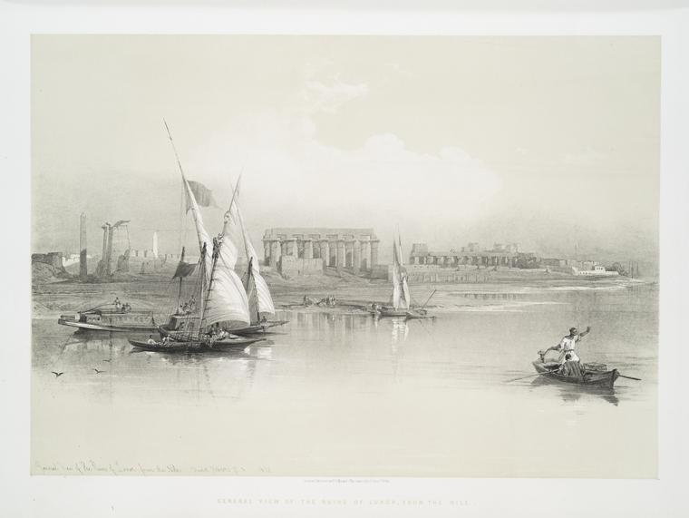 General view of the ruins of Luxor, from the Nile