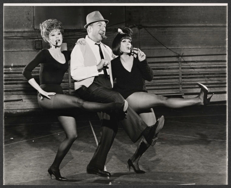 Jesse White [center] and unidentified others in rehearsal for the stage production Kelly