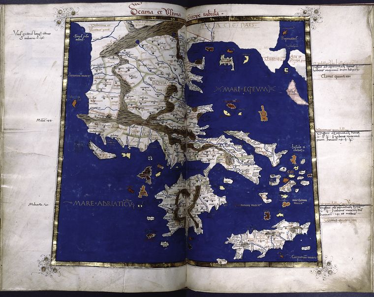 Tenth map of Europe (Mainland Greece and the islands), in full gold border