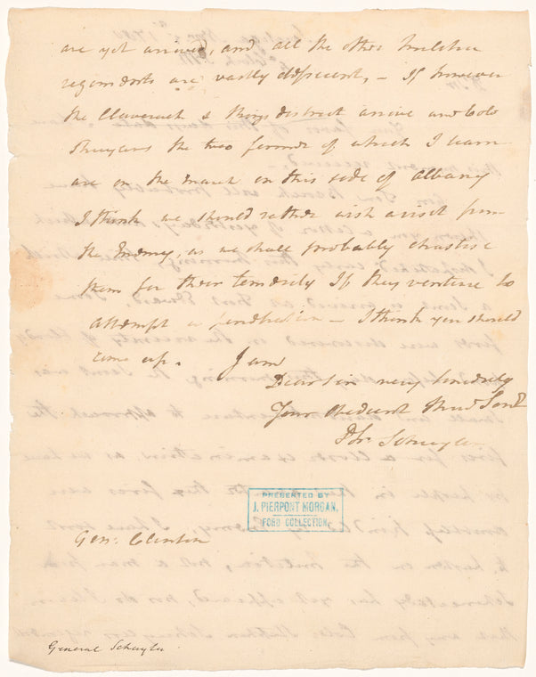 Letter from Philip Schuyler to General James Clinton