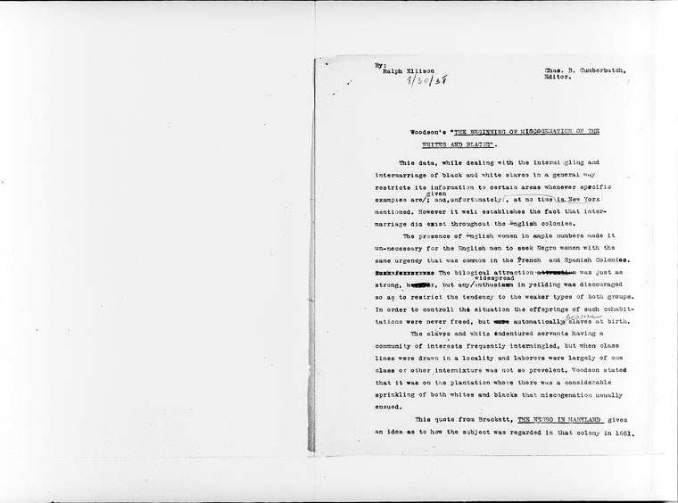“Woodson's 'The Beginning of Miscegenation of the Whites & Blacks”